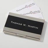 Personalized Black & Silver Business Card Case - Executive - 16036
