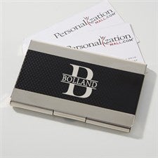 Personalized Black & Silver Business Card Case - Namely Yours - 16037