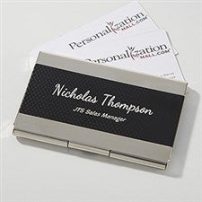 Personalized Black  Silver Business Card Case - Contemporary - 16039