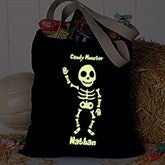 Personalized Halloween Treat Bag - Glow-In-The-Dark Skeleton - 16106