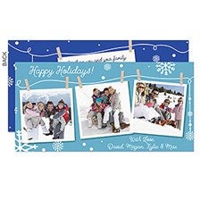 Clothesline Snow Personalized Holiday Photo Cards - 16109