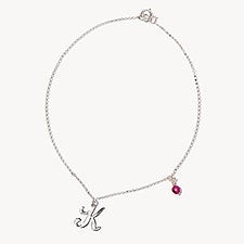 Swarovski Pearlized Birthstone and Initial Anklet - 16160D