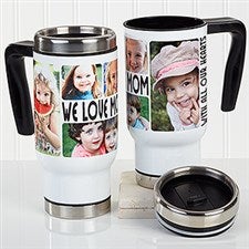 Personalized Photo Commuter Travel Mug - 5 Photos Loving Message - 16206
