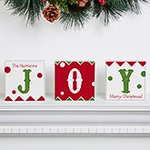 Personalized Christmas Shelf Blocks Set Of 3 - Jolly Jester - 16208