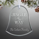Personalized Glass Christmas  Bell Ornament - Jingle All The Way - 16220