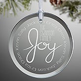 Personalized Glass Family Christmas Ornament - Family Is Joy - 16224