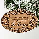 Personalized Wood Christmas Ornament - Family Blessings - 16225