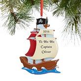Pirate Ship Personalized Christmas Ornaments - 16263
