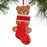 Baby's First Christmas Personalized Christmas Ornaments - Teddy Bear Stocking - 16272