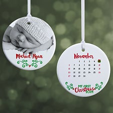 Personalized Photo Baby Christmas Ornament - Babys 1st Christmas Calendar - 16322