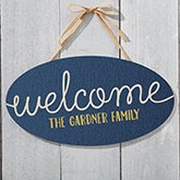 Personalized Oval Wood Sign - Home Greetings - 16346