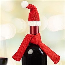 Santa Hat & Scarf Wine Bottle Decoration - 16358