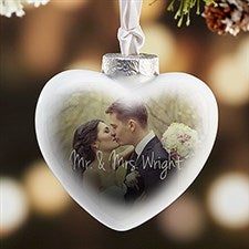 Wedding Photo Personalized Heart Christmas Ornament - 16391