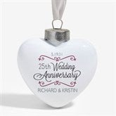 Personalized Heart Anniversary Christmas Ornament - Porcelain - 16396