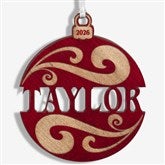 Personalized Red Wood Name Ornament - 11087