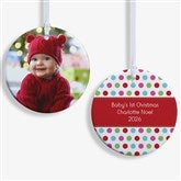 Personalized Photo Christmas Ornament - Baby - Polka Dot - Double Sided - 14641