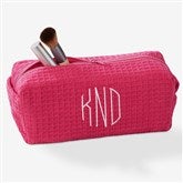 Embroidered Waffle Weave Cosmetic Bag - 17001