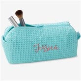 Embroidered Waffle Weave Cosmetic Bag - 17001