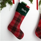 Personalized Holiday Plaid Christmas Stocking - 17895