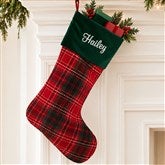 Personalized Holiday Plaid Christmas Stocking - 17895