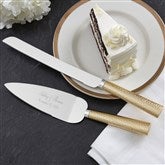 Personalized Hammered Gold Wedding Cake Server Set - 18166