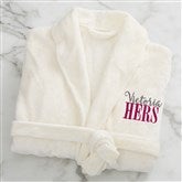 His or Hers Embroidered Luxury Fleece Robe - Ivory