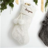 Embroidered Faux Fur Christmas Stocking - 20986