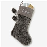 Embroidered Faux Fur Christmas Stocking - 20986