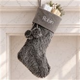 Embroidered Faux Fur Christmas Stocking - 20986