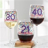 Confetti Cheers Personalized Birthday Wine Glasses - 21157