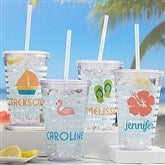 Beach Fun Personalized Acrylic Insulated Tumblers - 21213