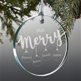 Merry Everything Engraved Family Glass Ornament - 21692