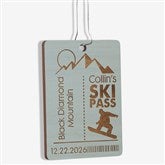 Ski Pass Personalized Wood Ornament - 21726
