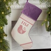 Nordic Noel Personalized Burgundy Christmas Stocking