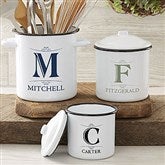 Elegant Monogram Personalized Enamel Kitchen Canisters - 25416