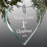 Babys First Christmas Engraved Glass Heart Ornaments - 28237