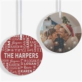 Red  White Personalized Family Christmas Ornaments - 28444