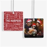 Red  White Personalized Family Christmas Ornaments - 28444