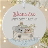 Precious Moments Noahs Ark Personalized Baby Girl Christmas Ornament - 28563