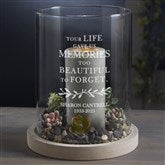 Botanical Memorial Personalized Wood Hurricane Candle Holder - 29078