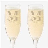 Lavish Last Name Engraved Champagne Flutes - 31479