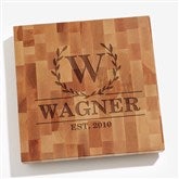 Laurel Wreath Personalized Butcher Block Cutting Board - 32424
