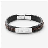 Mens Name Personalized ID Leather Bracelets - 32894D