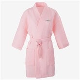 Playful Name Embroidered Waffle Weave Kimono Robe - 33290