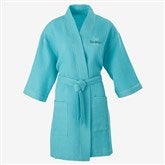 Playful Name Embroidered Waffle Weave Kimono Robe - 33290