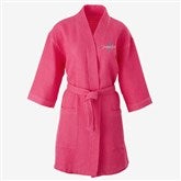 Playful Name Embroidered Waffle Weave Kimono Robe - 33290