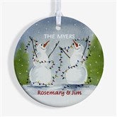 Personalized Snow Couple Porcelain Christmas Ornament - 3333