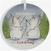 Personalized Snow Couple Porcelain Christmas Ornament - 3333