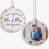 Gold Foliage Wedding Personalized Ornament  - 37747