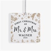 Gold Foliage Wedding Personalized Ornament  - 37747